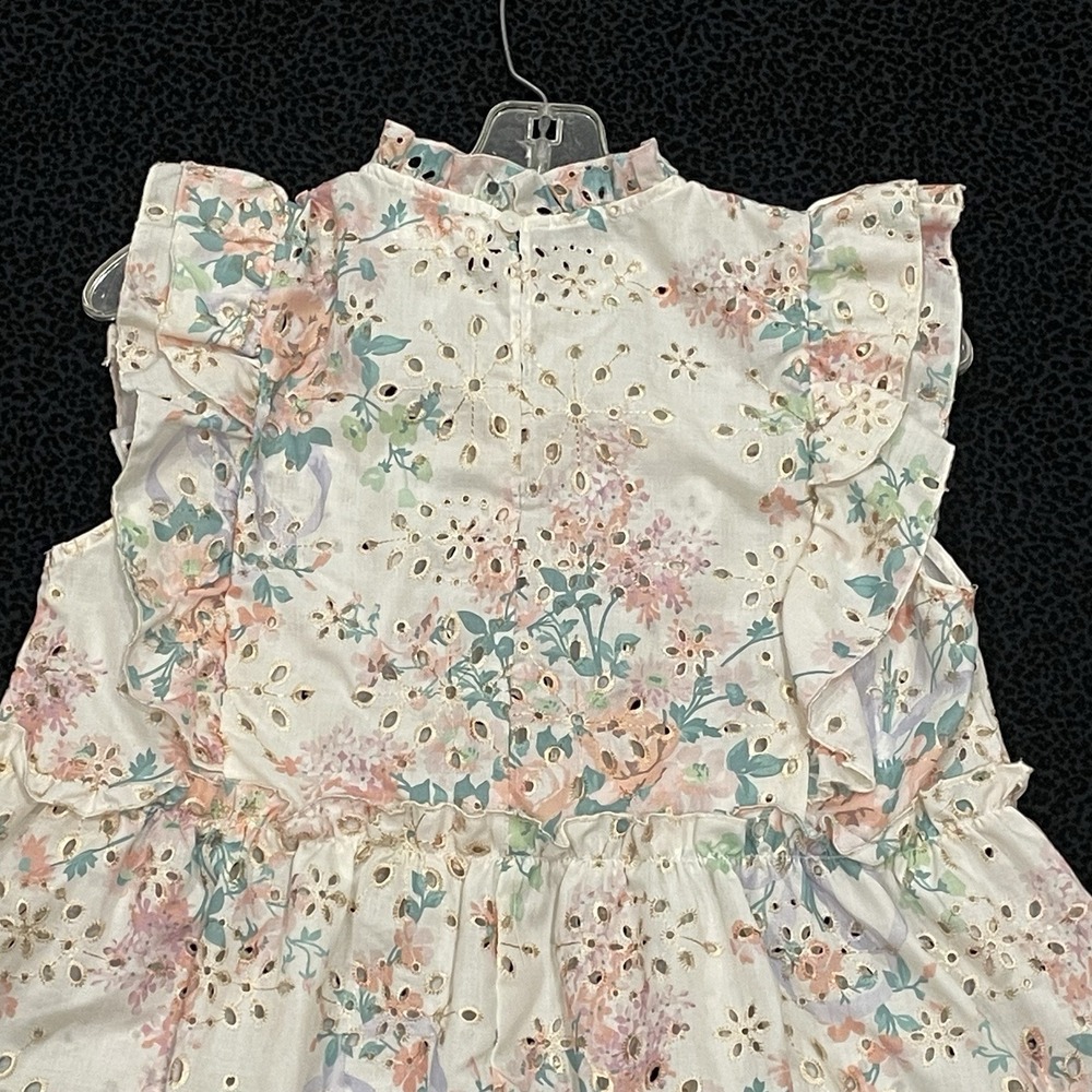 Kim Floral Top Tiered Cottagecore Boho Peasant Medium Ruffles Short Sleeve - Picture 5 of 8